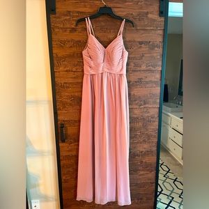 Pink full length bridesmaid dress size 4
